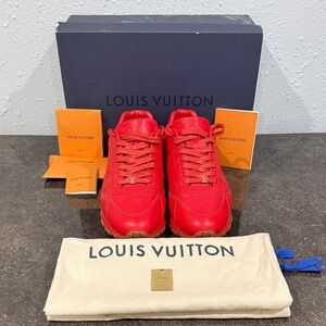 Louis Vuitton Supreme Men's Red Leather Run Away Sneakers Size 9LV US 10
